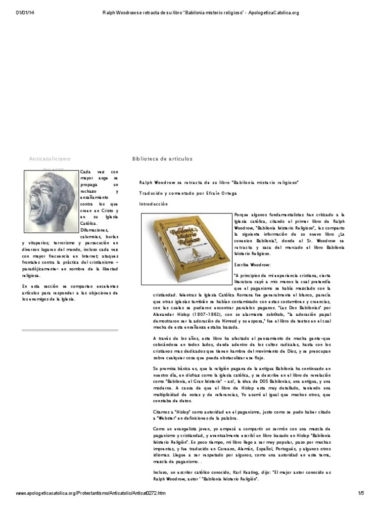 Ralph Woodrow Se Retracta De Su Libro 