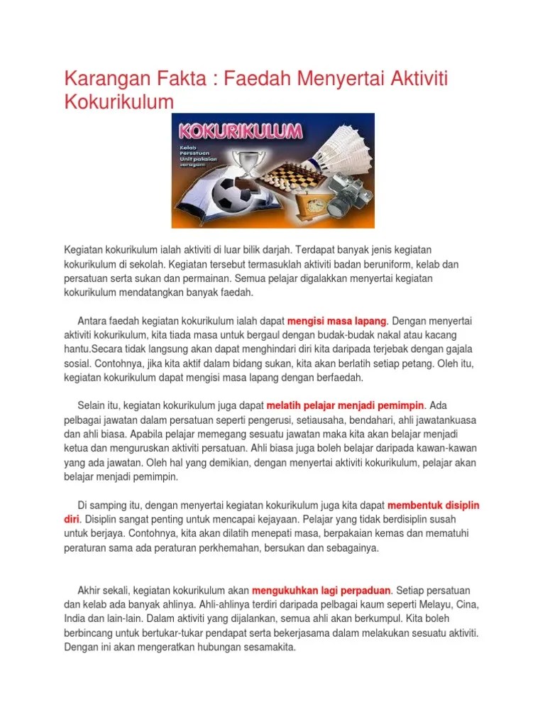 Orang yang memenuhi masa lapang dengan aktiviti berfaedah tidak terlibat dengan . Faedah Menyertai Aktiviti Kokulikulum Pdf