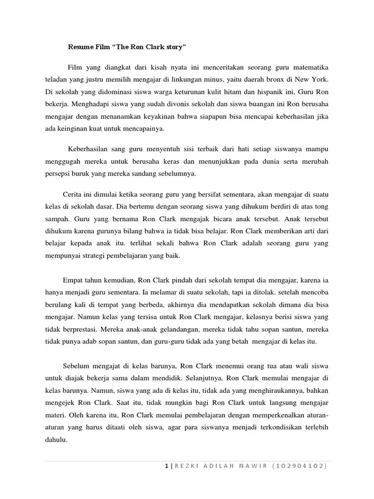 Carter, mencetak resumenya pada kertas daur ulang atau kertas . Tugas Membuat Resume Film The Ron Clark Story Pdf