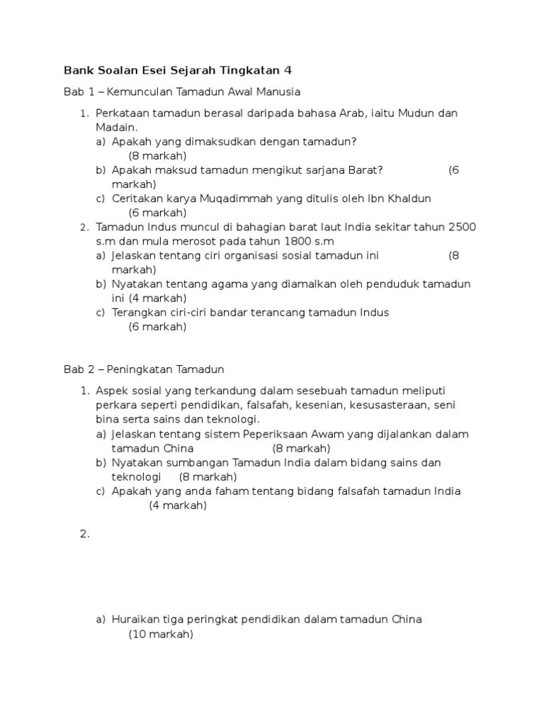 Latihan kertas 1 · bab 1 · bab 2 · bab 3 · bab 4 · bab 5 · bab 6 · bab 7 · bab 8 . Bank Soalan Esei Sejarah Tingkatan 4 Pdf