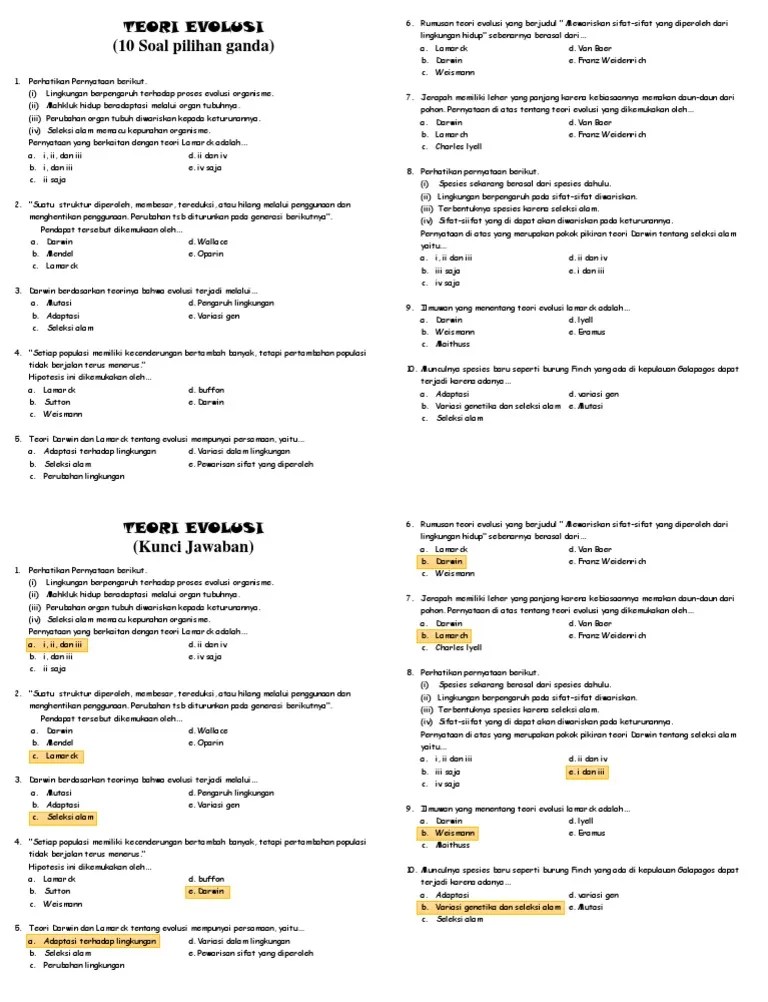 Pada kesempatan kali ini, kami akan membagikan lagi soal biologi yang . Soal Evolusi Kelas 12 Kita