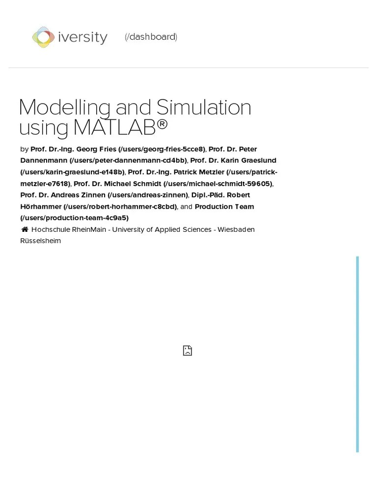 Modelling And Simulation Using MATLAB® | PDF | Massive Open Online ...