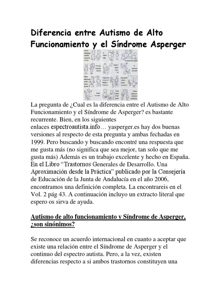 Diferencia Entre Autismo De Alto Funcionamiento Y El Síndrome Asperger ...