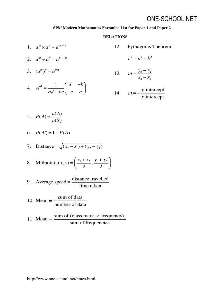 Formula Matematik Spm Dalam Bahasa Melayu - 49 Formula Matematik Pt3 Matematik Formula Pt3 Formula Otosection