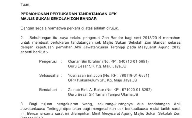 Pemerolehan tanah/kepentingan mengenai tanah oleh syarikat asing. Contoh Surat Rasmi Pertukaran Alamat Pejabat Arasmi Dubai Khalifa