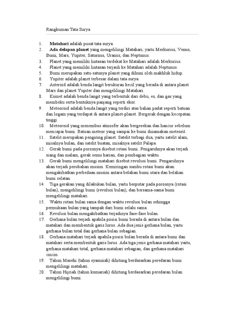 Rangkuman Tata Surya | PDF