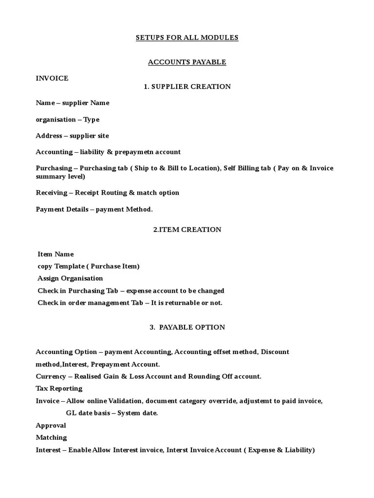 All Setups In Oracle Ebs Modules | PDF | Invoice | Payments