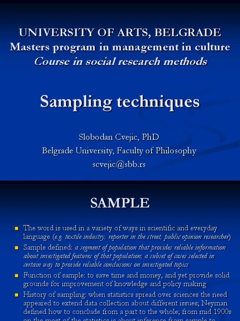Research Methods - Sampling Techniques | PDF | Sampling (Statistics ...