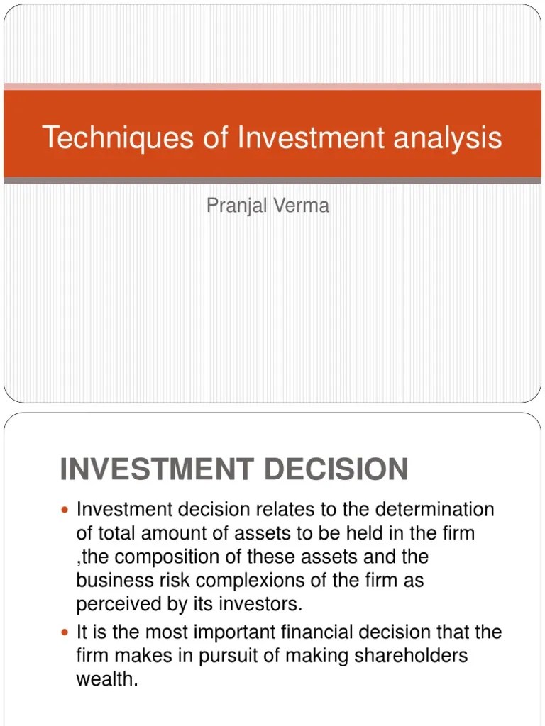 Techniques Of Investment Analysis | PDF | Internal Rate Of Return | Capital Budgeting