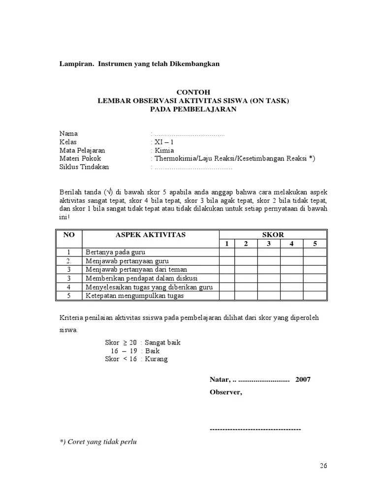 Contoh Lembar Observasi Terfokus | PDF