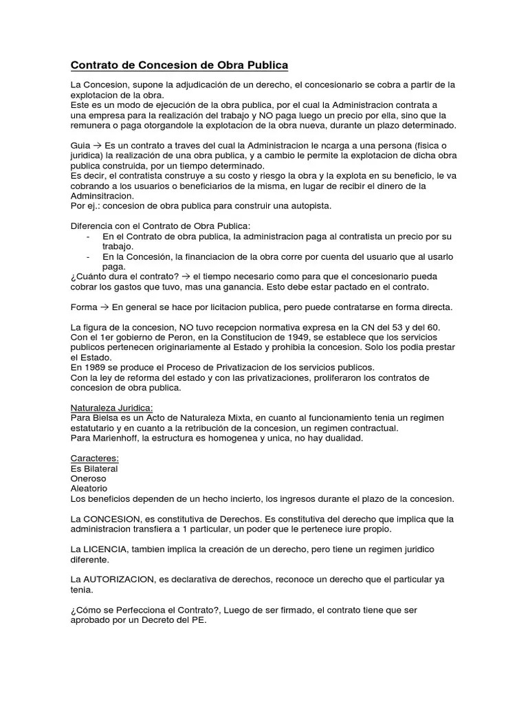 Contrato De Concesion De Obra Publica | PDF | Explotación Del Trabajo ...