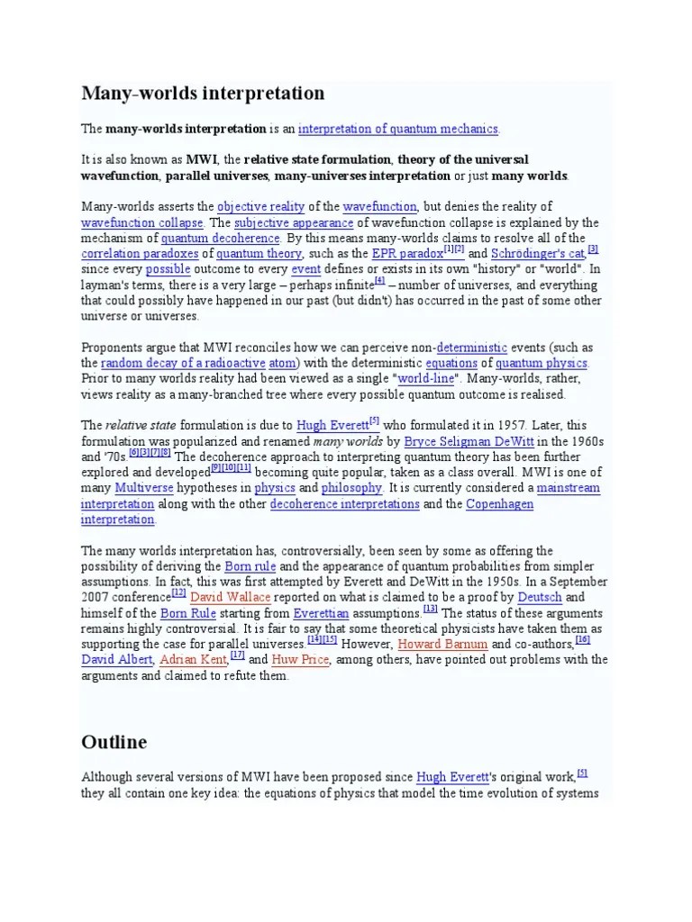 Many Worlds Interpretation | PDF | Many Worlds Interpretation | Quantum ...