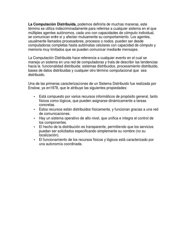 La Computación Distribuida | PDF | Computación Distribuída | Red De ...