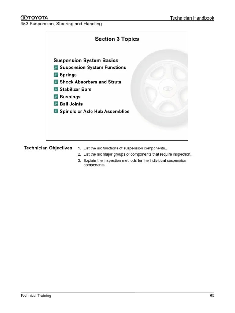 Toyota Suspension Basics | PDF | Suspension (Vehicle) | Steering