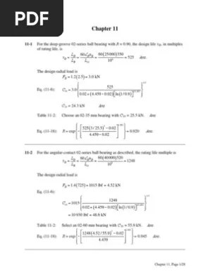 Mechanical Engineering Design Chapter 11 Solutions Bearing