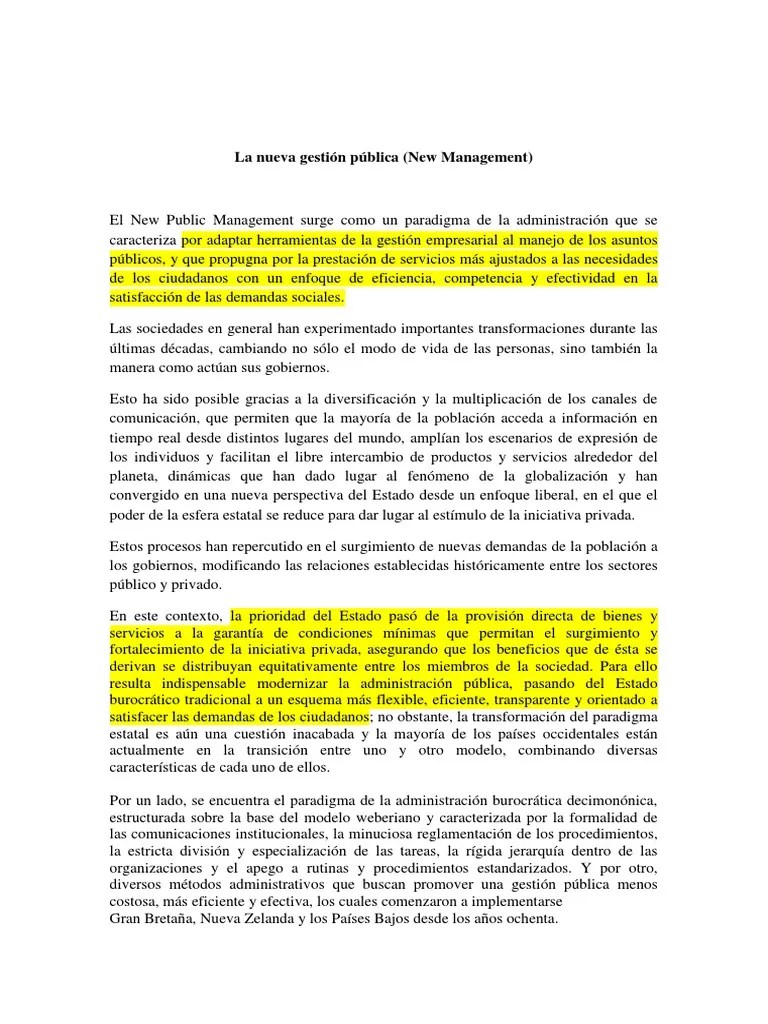 La Nueva Gestión Pública | PDF | Administración Pública | Estado (política)