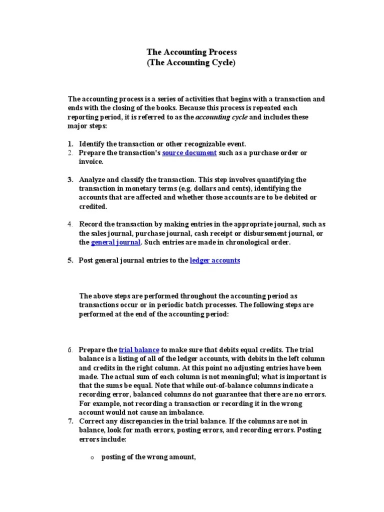 The Accounting Process (The Accounting Cycle) : 2. Prepare The ...