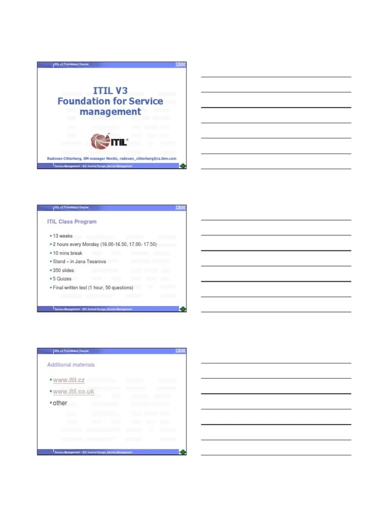 ITIL V3 Foundation Handouts - 082011 | PDF | Itil | It Service Management