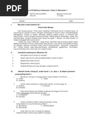 Menggali pengetahuan gres yang terdapat pada teks nonfiksi 3.8. Soal Uts Bahasa Indonesia Kelas 3 Semester 1 Pdf