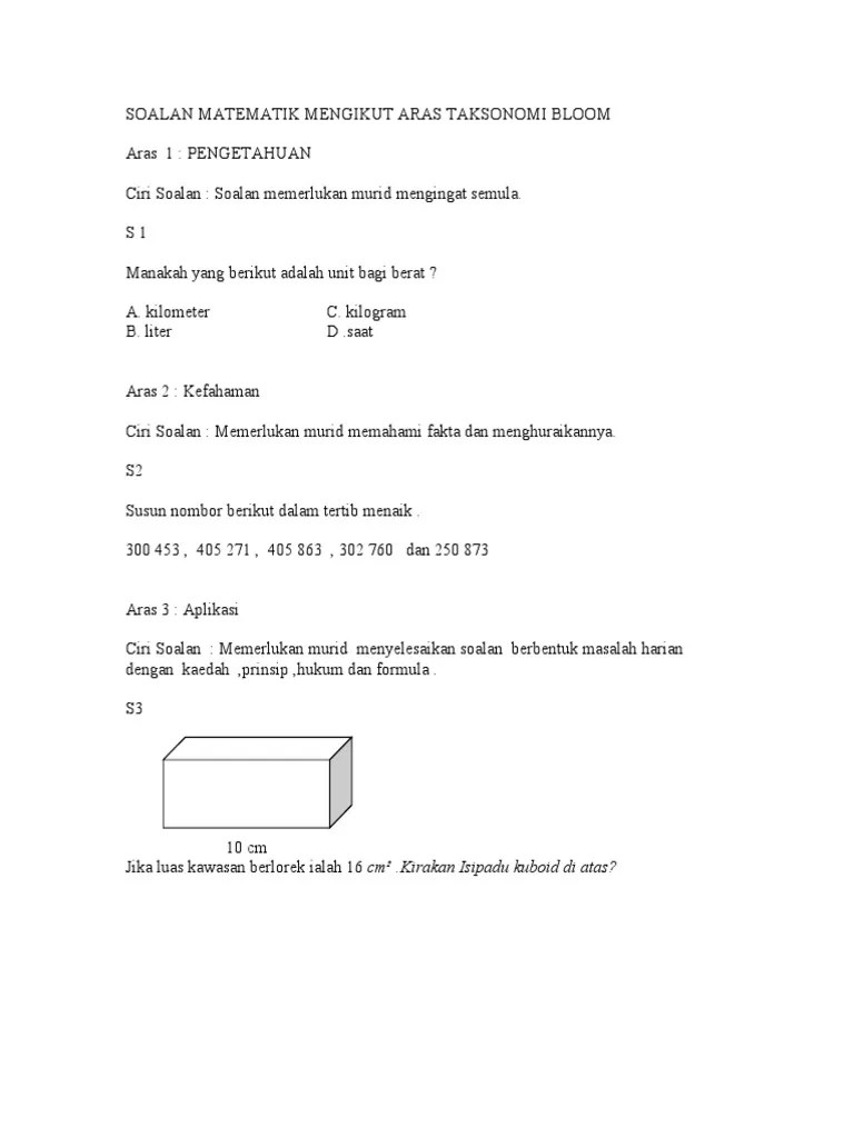 Kata kunci kemahiran berfikir aras tinggi kbat . Soalan Matematik Mengikut Aras Taksonomi Bloom Pdf