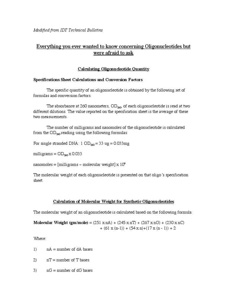 Oligo Protocols | Oligonucleotide | Gel Electrophoresis