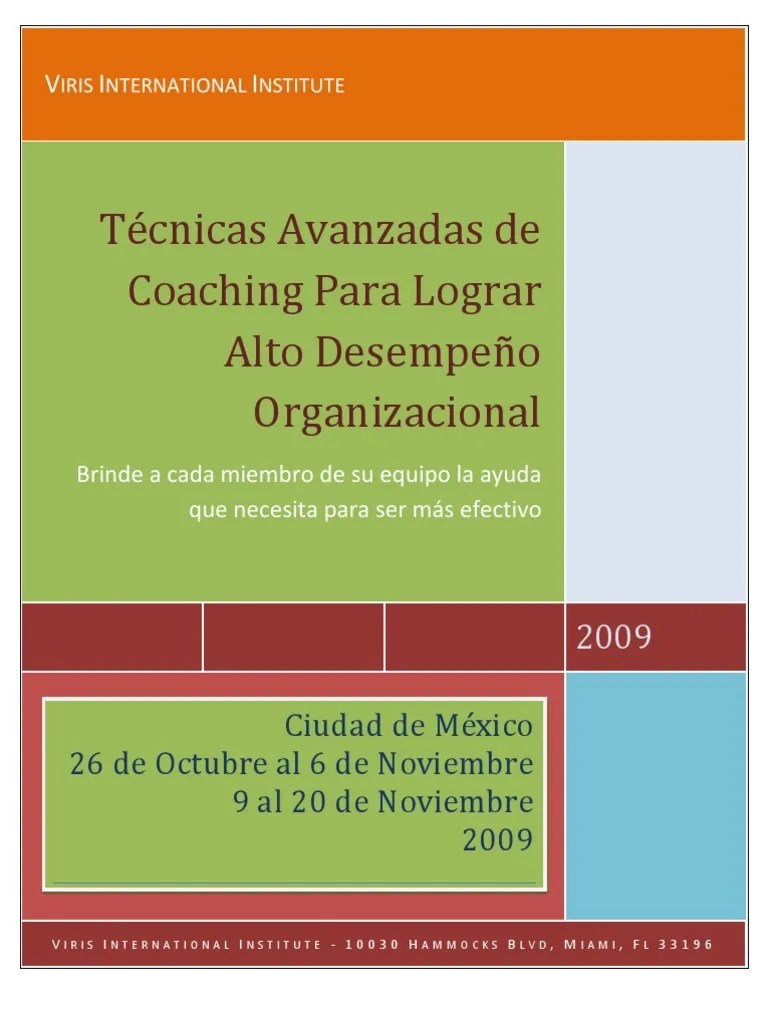 Técnicas Avanzadas De Coaching Para Lograr Alto Desempeño Organizacional | PDF | Aprendizaje ...
