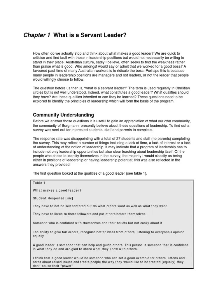 Chapter 1 What Is A Servant Leader?: Community Understanding | PDF ...