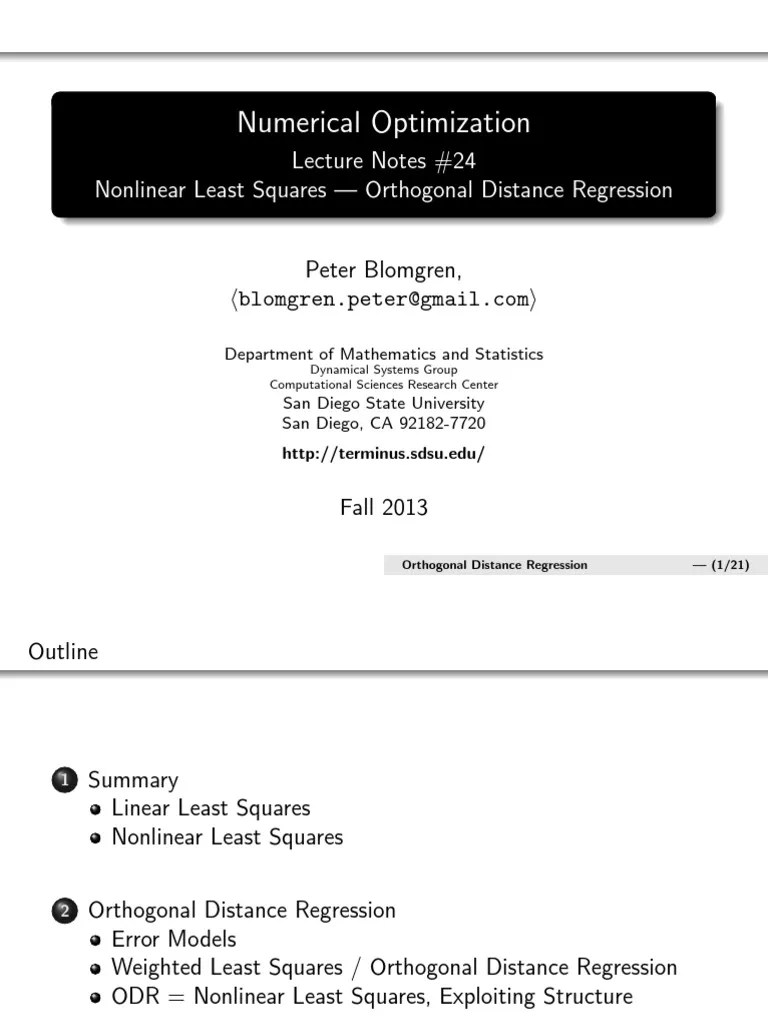 Numerical Optimization: Lecture Notes #24 Nonlinear Least Squares ...
