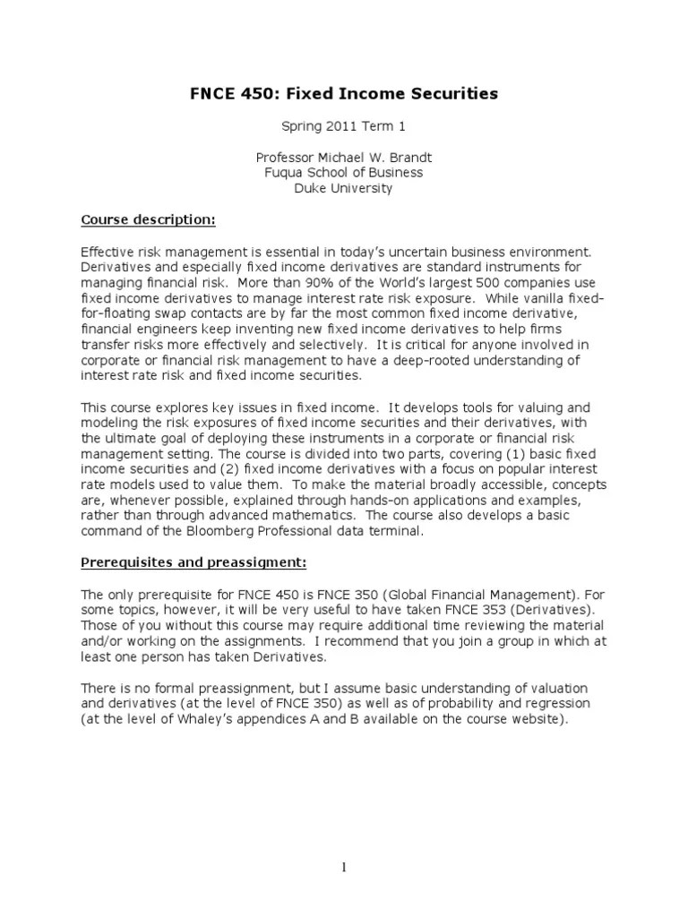 Fixed Income Securities Syllabus | PDF | Derivative (Finance) | Fixed ...