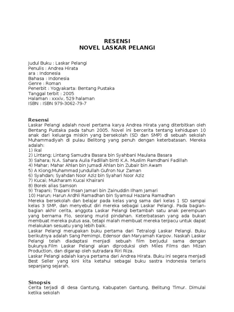 Inilah sinopsis, ulasan, resensi novel laskar pelangi karya andrea hirata. Kesimpulan Cerita Laskar Pelangi - Siswa Rajin