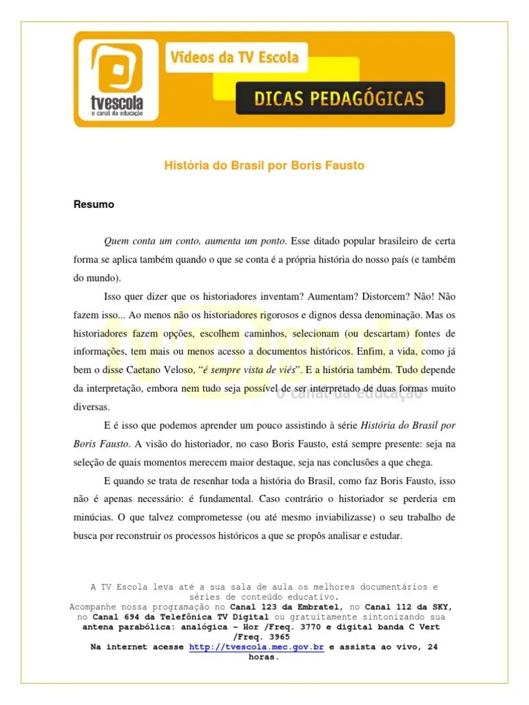 História Do Brasil Por Boris Fausto PDF | PDF