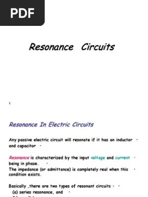 1 Resonant Circuits11 Series And Parallel Circuits Inductor