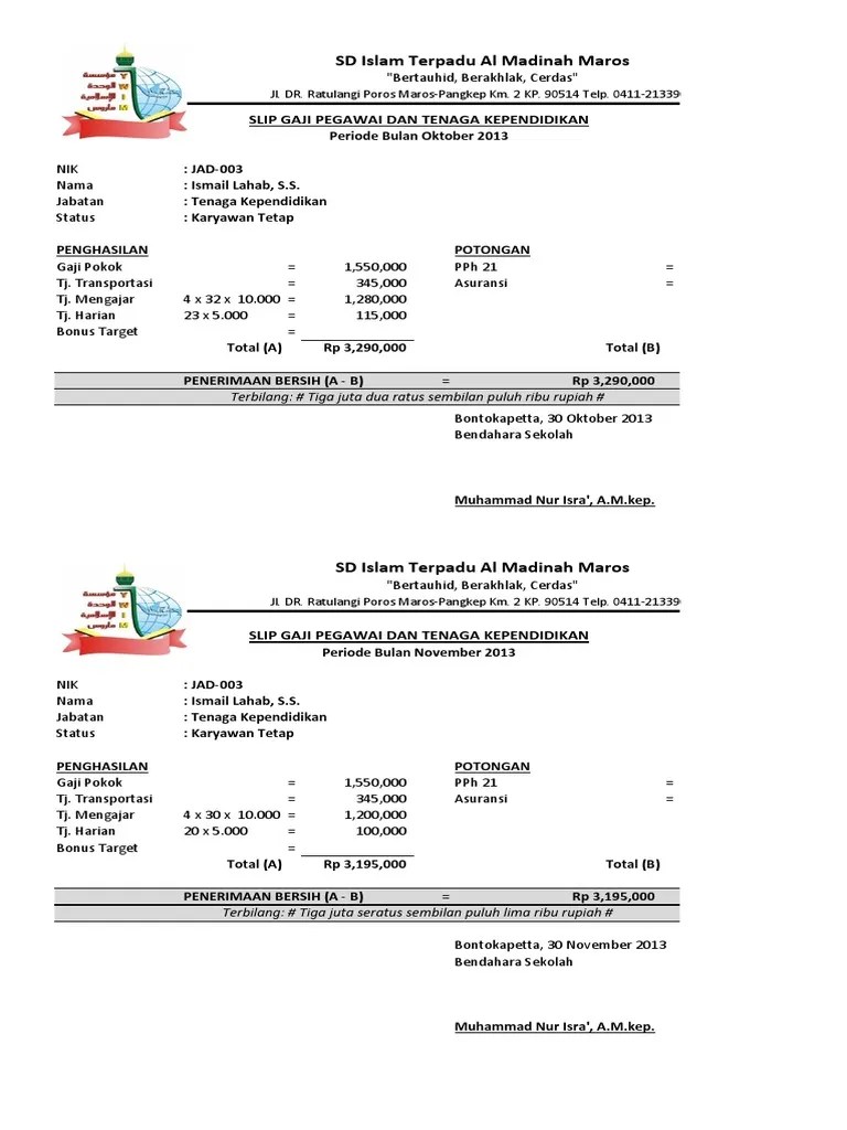 Gaji teknisi indofood padalarang : Contoh Slip Gaji Karyawan Format Ms Excel