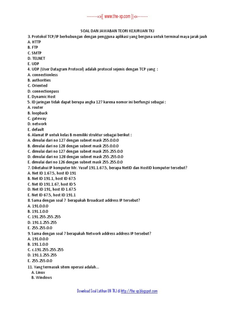 Download soal ujian nasional smk 2011 2012 smk matematika tkp. Kumpulan Soal Un Produktif Tkj Dan Pembahasannya Beinyu Com