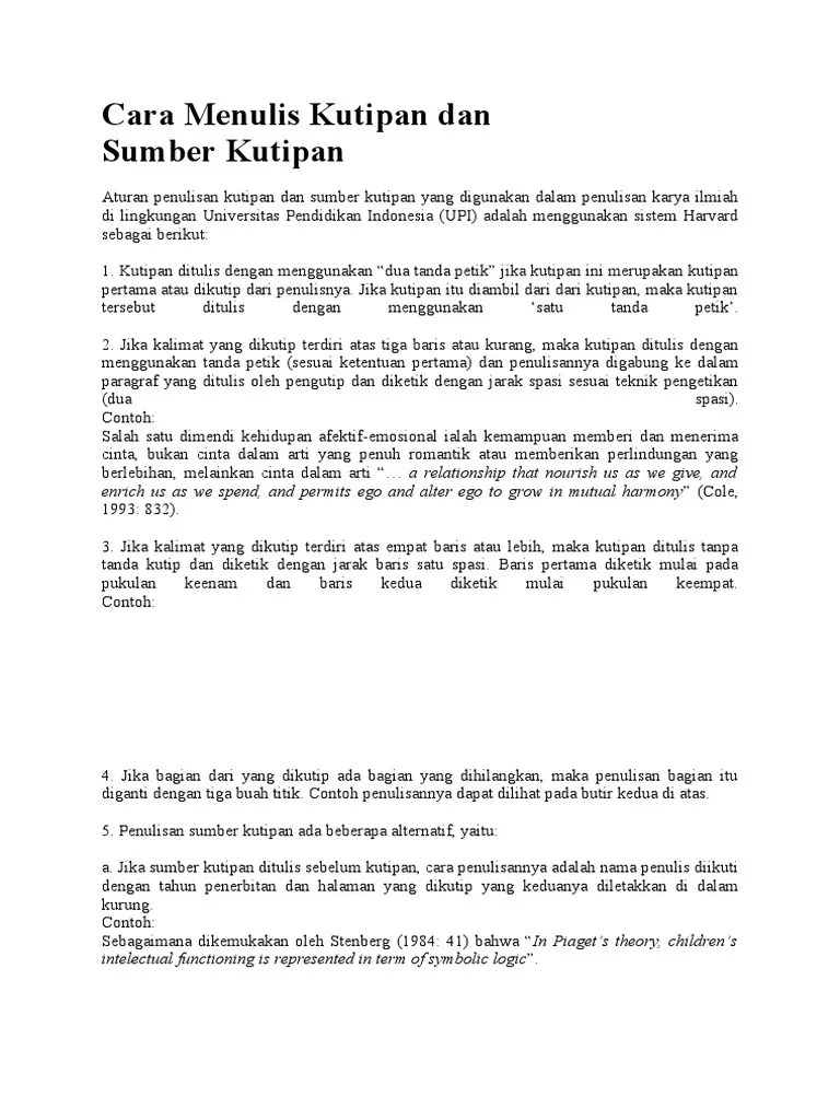 Cara Menulis Kutipan Dan Sumber | PDF