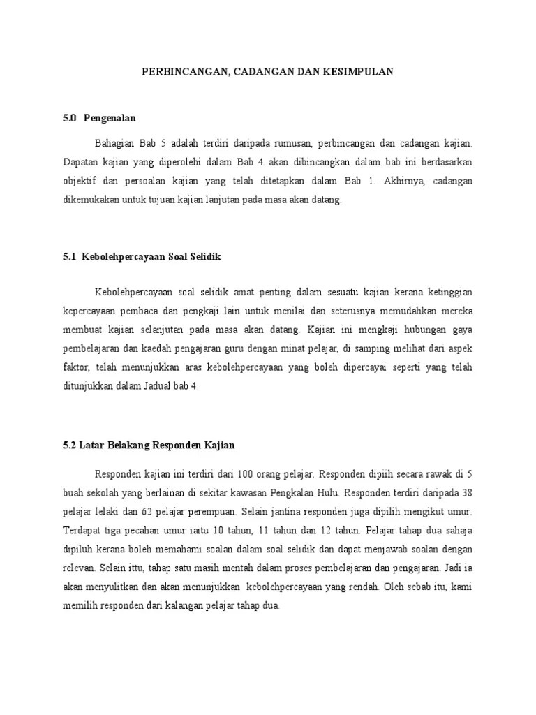 Penyelidikan bagi kajian ini telah mengukur kesan bagi setiap jenis kumpulan (pembolehubah tidak bersandar yang tidak. Perbincangan Cadangan Dan Kesimpulan Pdf