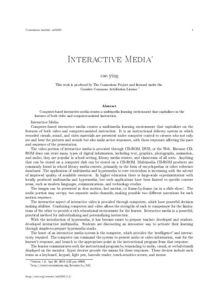 Computer Media And Learning | PDF | Multimedia | Interactive Media
