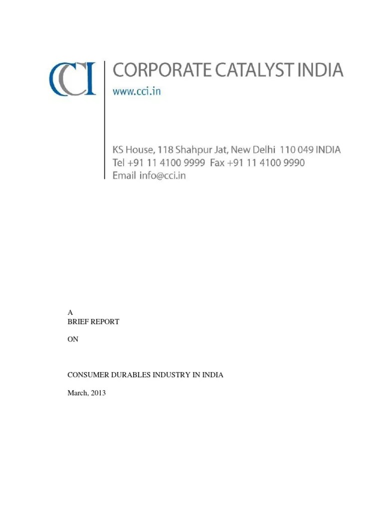 Consumer Durables Industry In India | PDF | Home Appliance | Sony