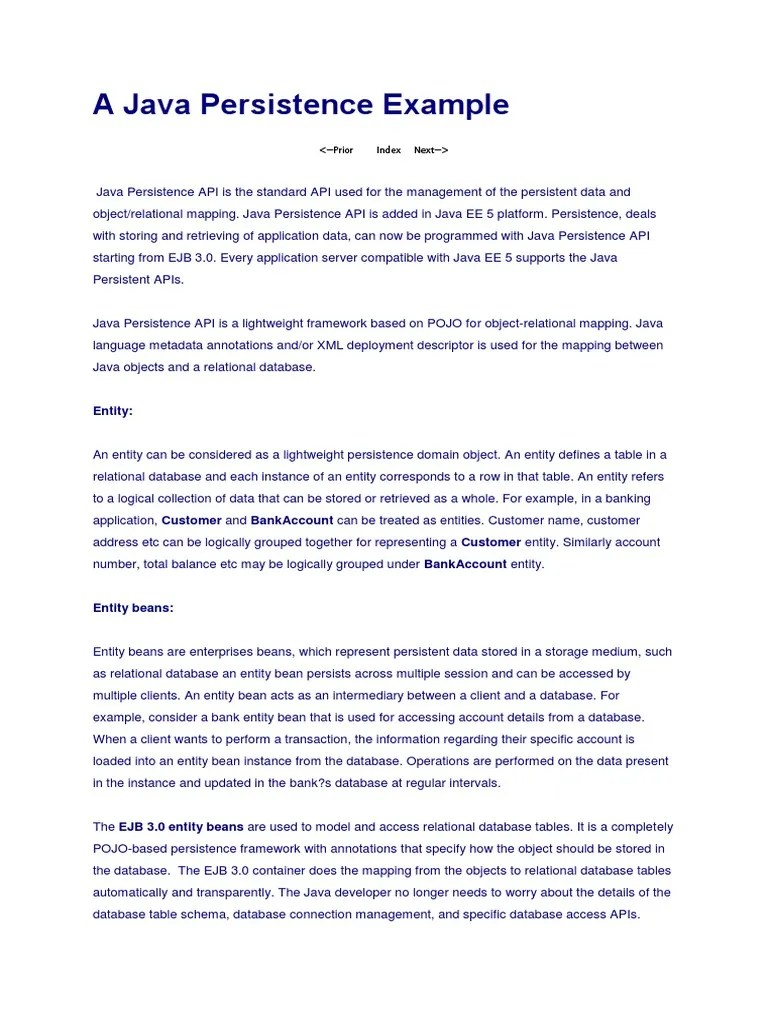 A Java Persistence Example | Download Free PDF | Enterprise Java Beans ...
