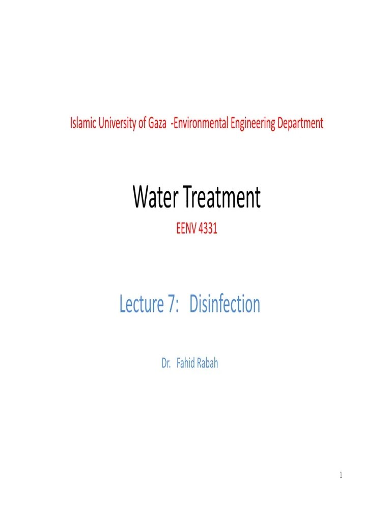 Water Treatment Water Treatment: Lecture 7: Disinfection | PDF | Chlorine | Water Purification