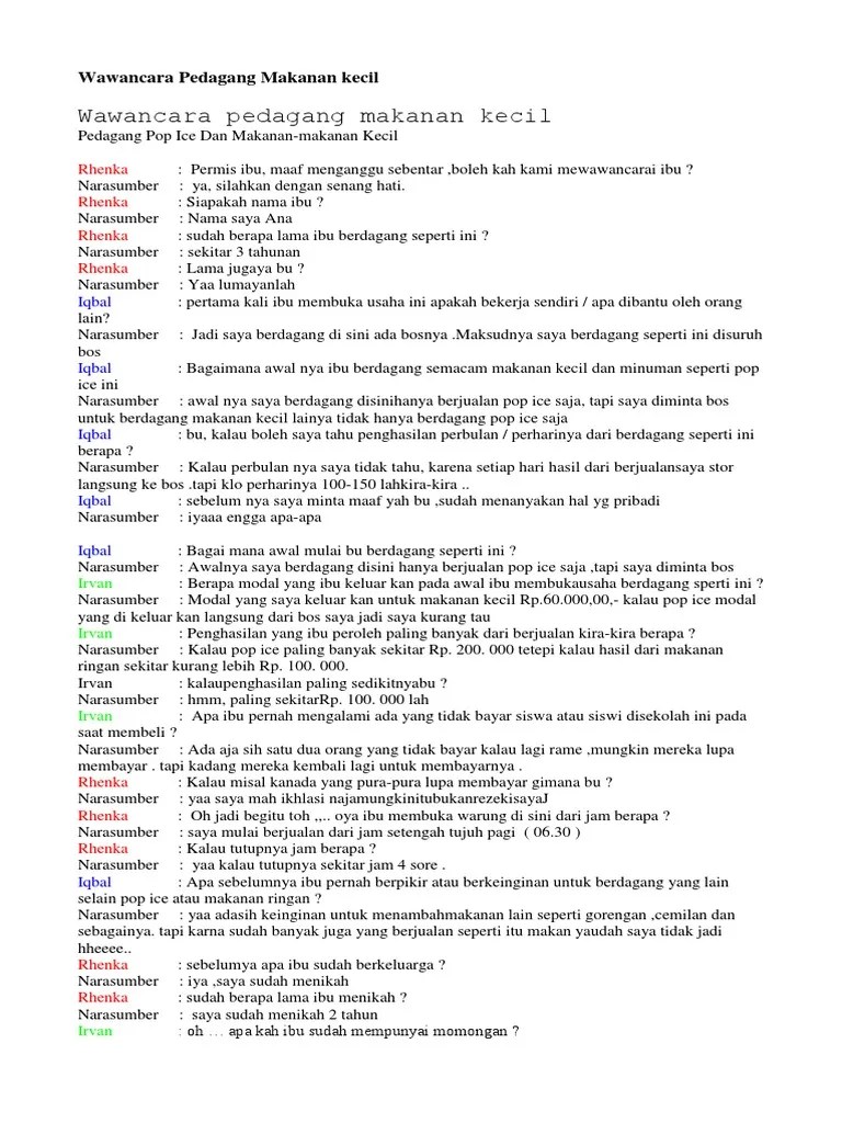 Contoh Pertanyaan Wawancara Dengan Pedagang Warung – Mudah