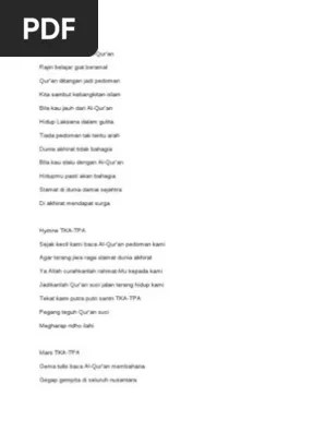 Lirik lagu mars tka tpa dan unduh semua lagu mp3 dengan mudah. Lagu Tpq Pdf