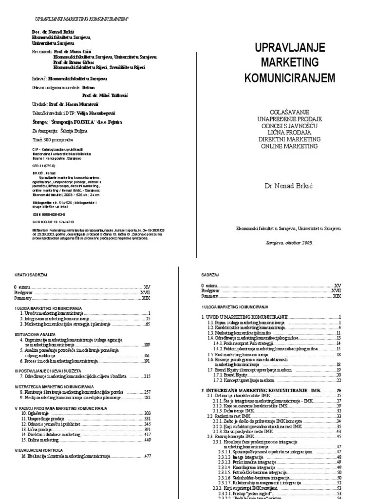 Elektronsko okruženje, bosna i hercegovina. Knjiga Upravljanje Marketing Komuniciranjem Nenad Brkic 2003 Pdf