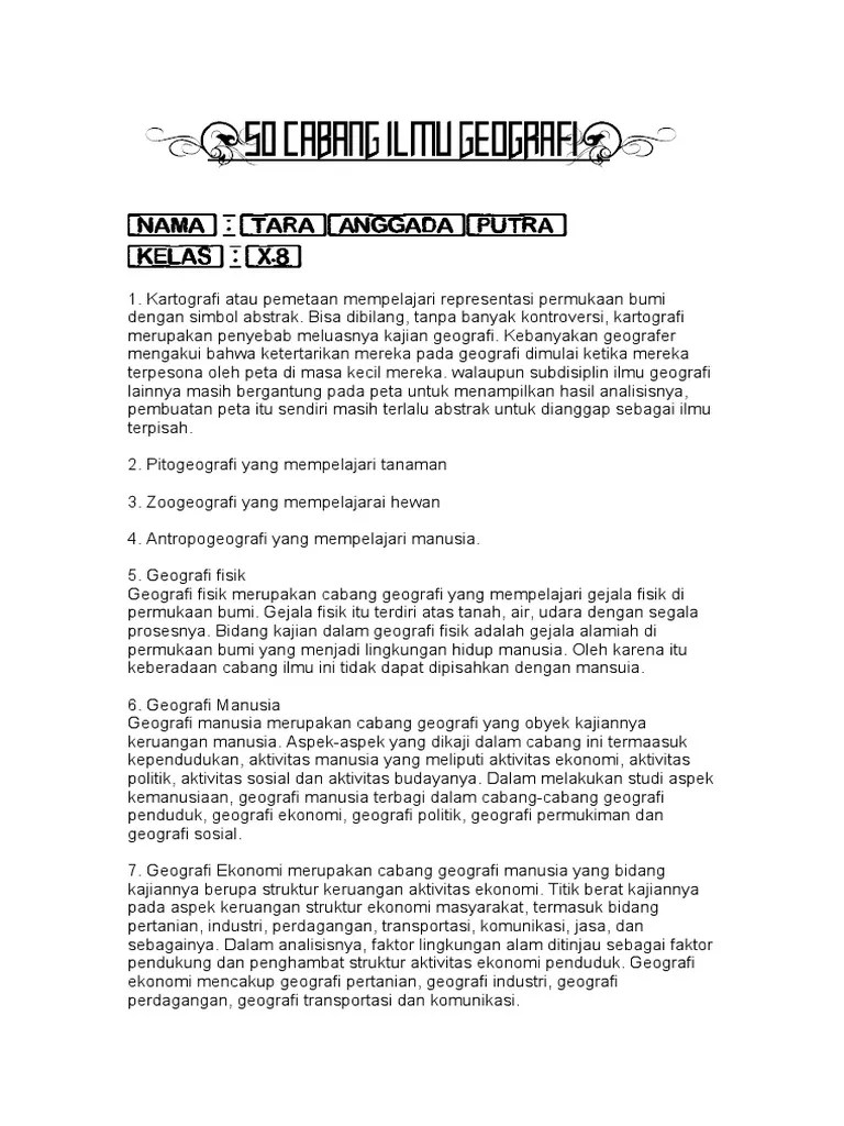 50 Cabang Ilmu Geografi | PDF