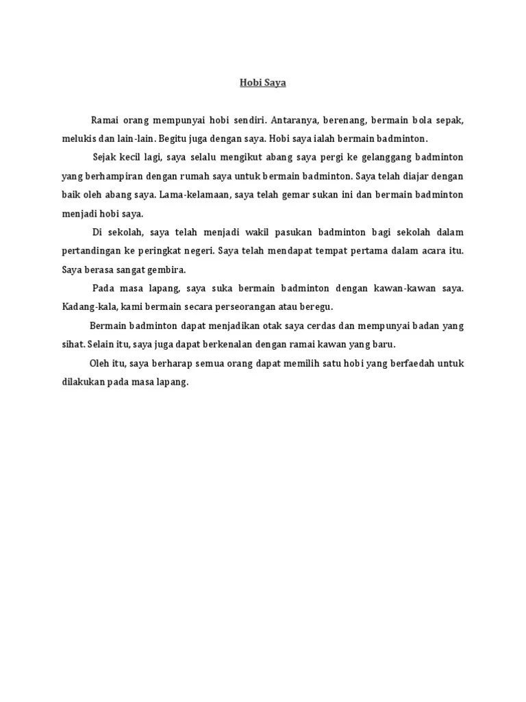 Bahasa kiasan ini terdiri dari dua bagian. Karangan Hobi Saya Pdf