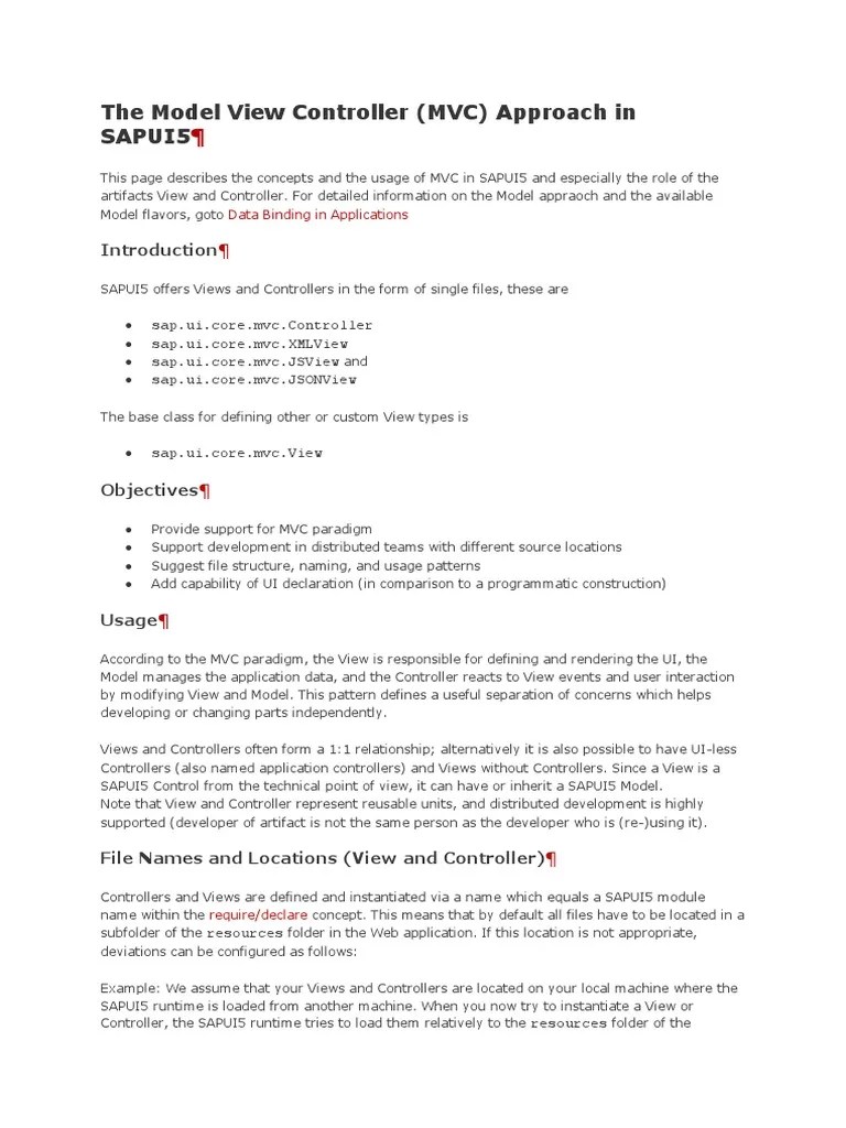 The Model View Controller | PDF | Xhtml | Html