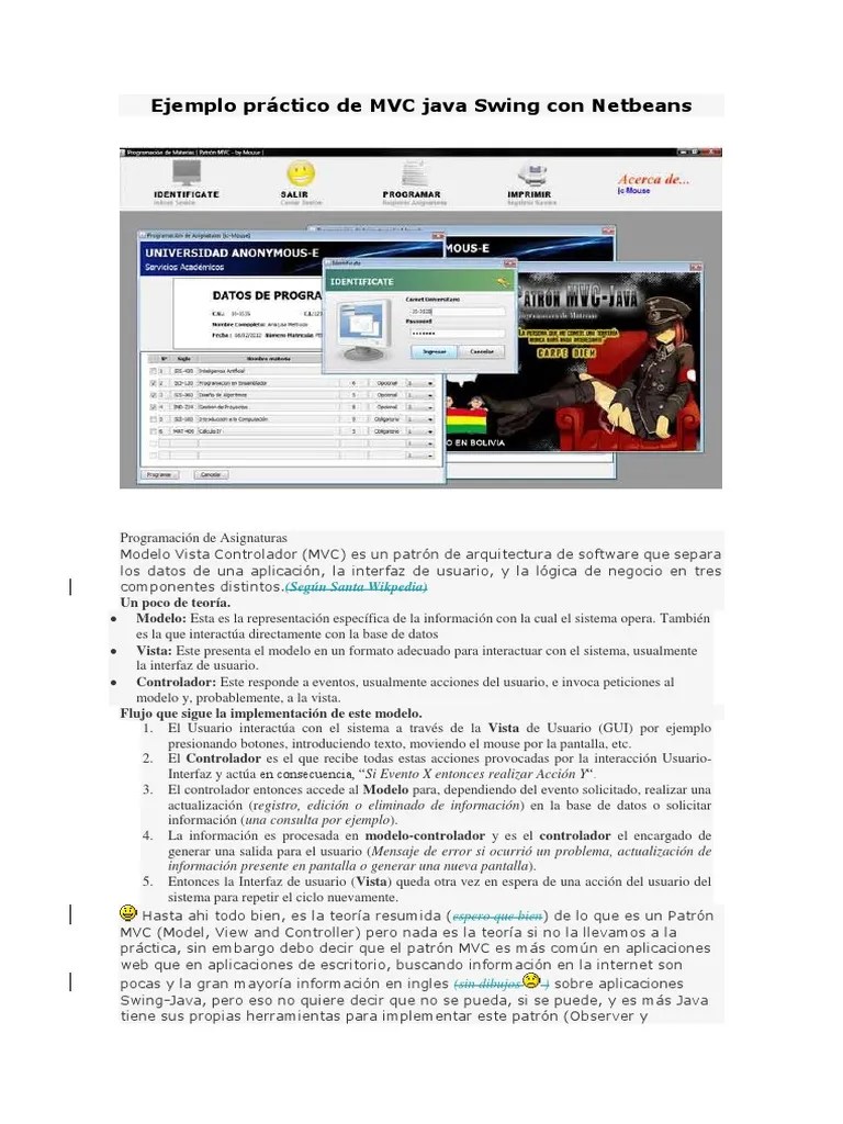 Ejemplo Práctico De MVC Java Swing Con Netbeans | PDF | Modelo – Vista ...