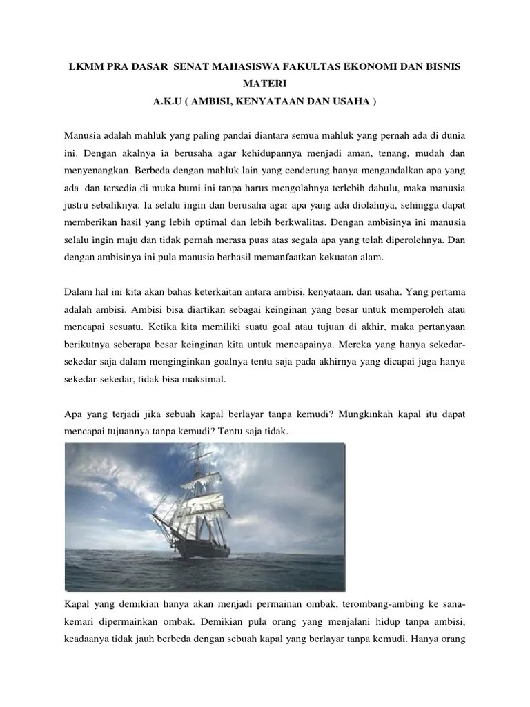 Ambisi Kenyataan Dan Usaha | PDF