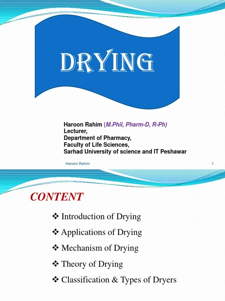 Drying Lecture | PDF | Freeze Drying | Humidity