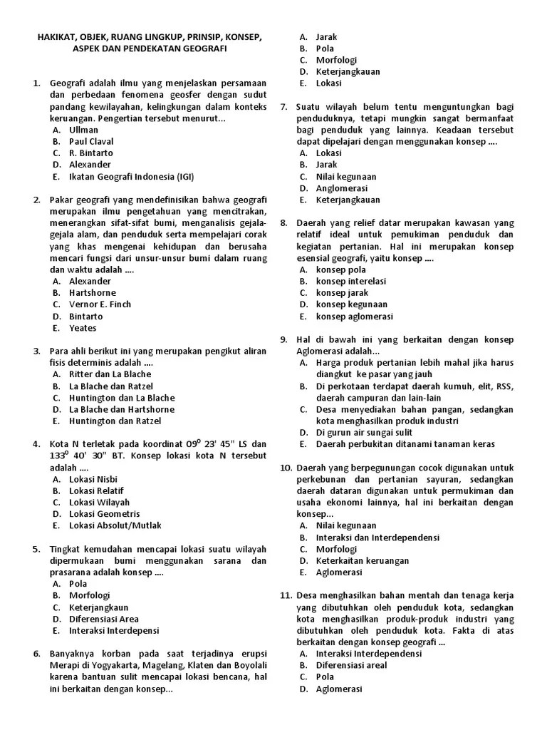 Hakikat, Objek, Ruang Lingkup, Prinsip, Konsep, Aspek Dan Pendekatan  Geografi | PDF